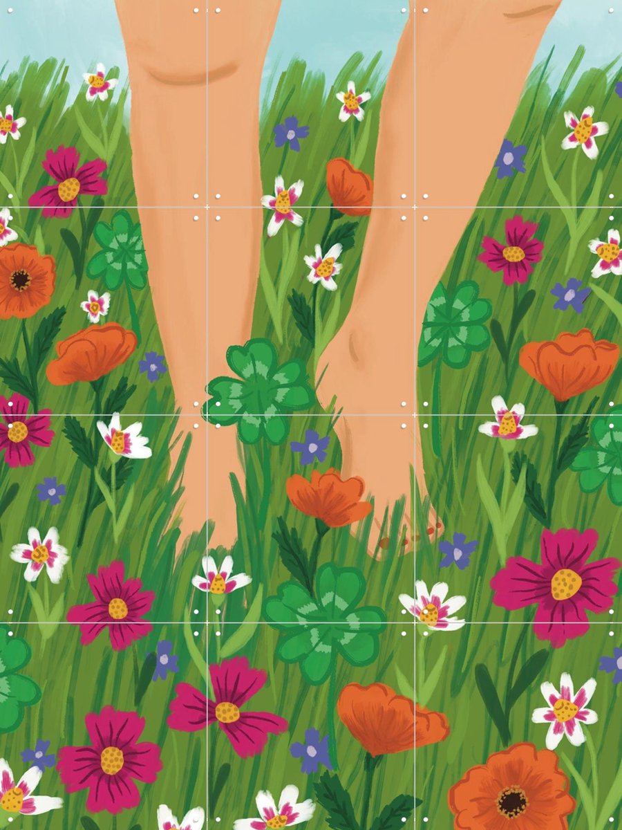 IXXI Blote Voeten, Kirsten Blom Art & Illustration - 60 x 80 cm - Gratis ophangtool - Grote wanddecoratie en posters - Speels, Illustraties