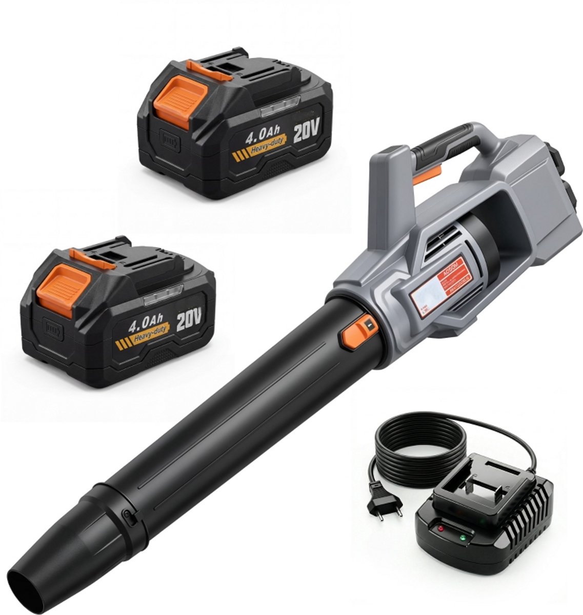 ECTEATOY® Accu Bladblazer 36V - 3 Snelheden - Turbo 270 km/u - Inclusief 2x 4.0Ah Accu & Lader - Brushless Motor 1000W - Lichtgrijs