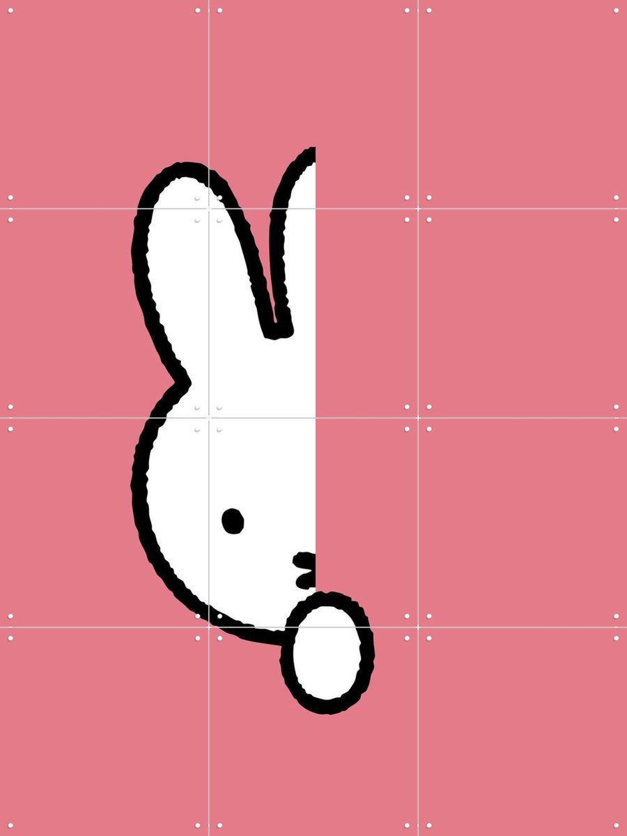 IXXI Nijntje Verstoppertje Roze, Nijntje - 60 x 80 cm - Gratis ophangtool - Grote wanddecoratie en posters - Speels, Illustraties, Cartoonesk