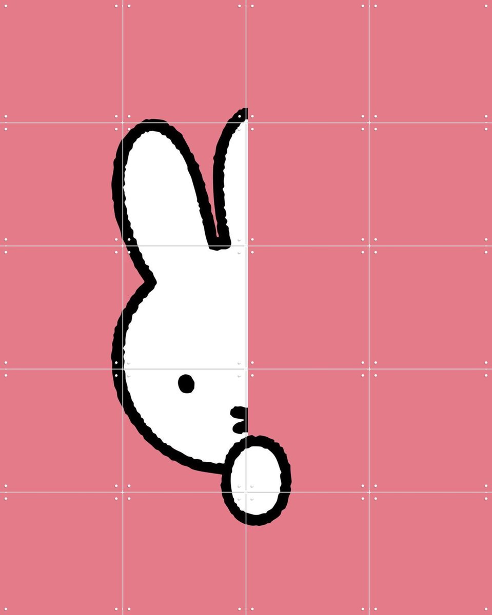 IXXI Nijntje Verstoppertje Roze, Nijntje - 80 x 100 cm - Gratis ophangtool - Grote wanddecoratie en posters - Speels, Illustraties, Cartoonesk