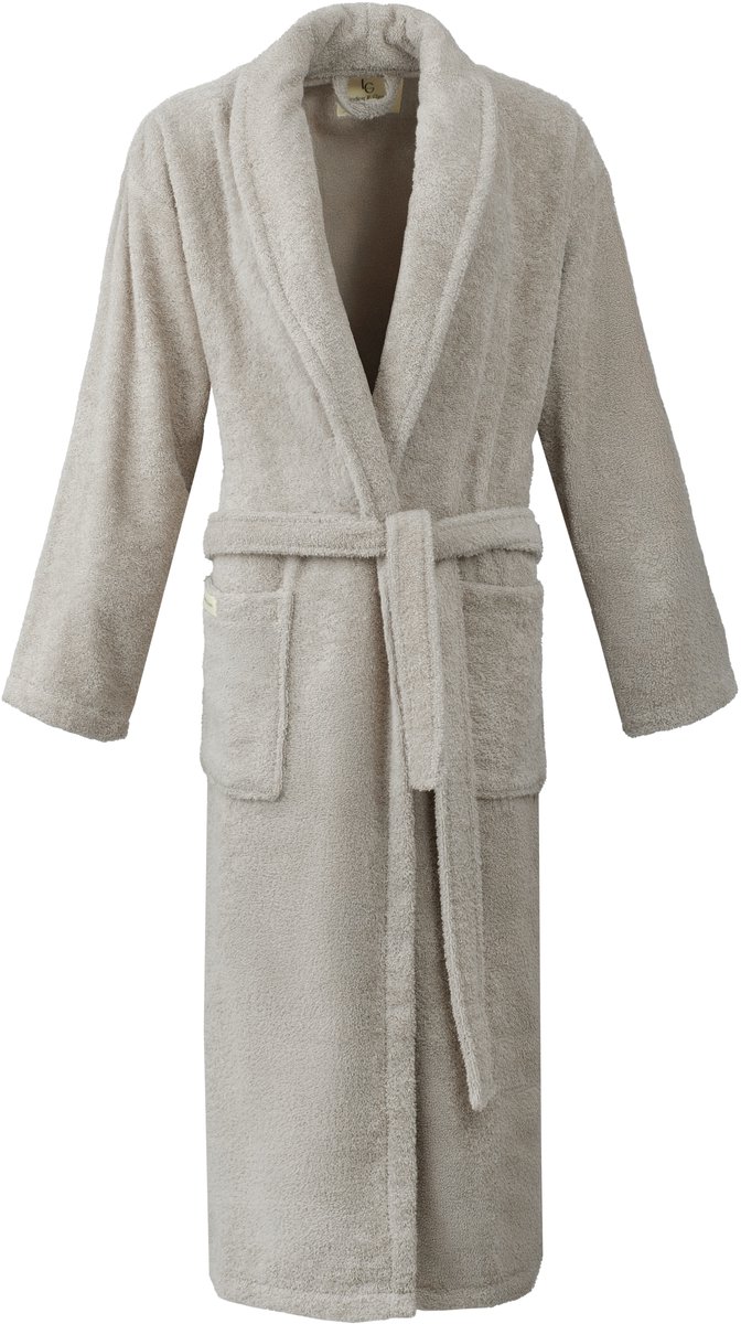 L&G - Unisex Badjas - 100% Katoen Badjas - L - Beige - Katoen badstof - Sjaalkraag - Badjas dames - Badjas heren - Badjas dames en heren - %100 Katoen - Maat L