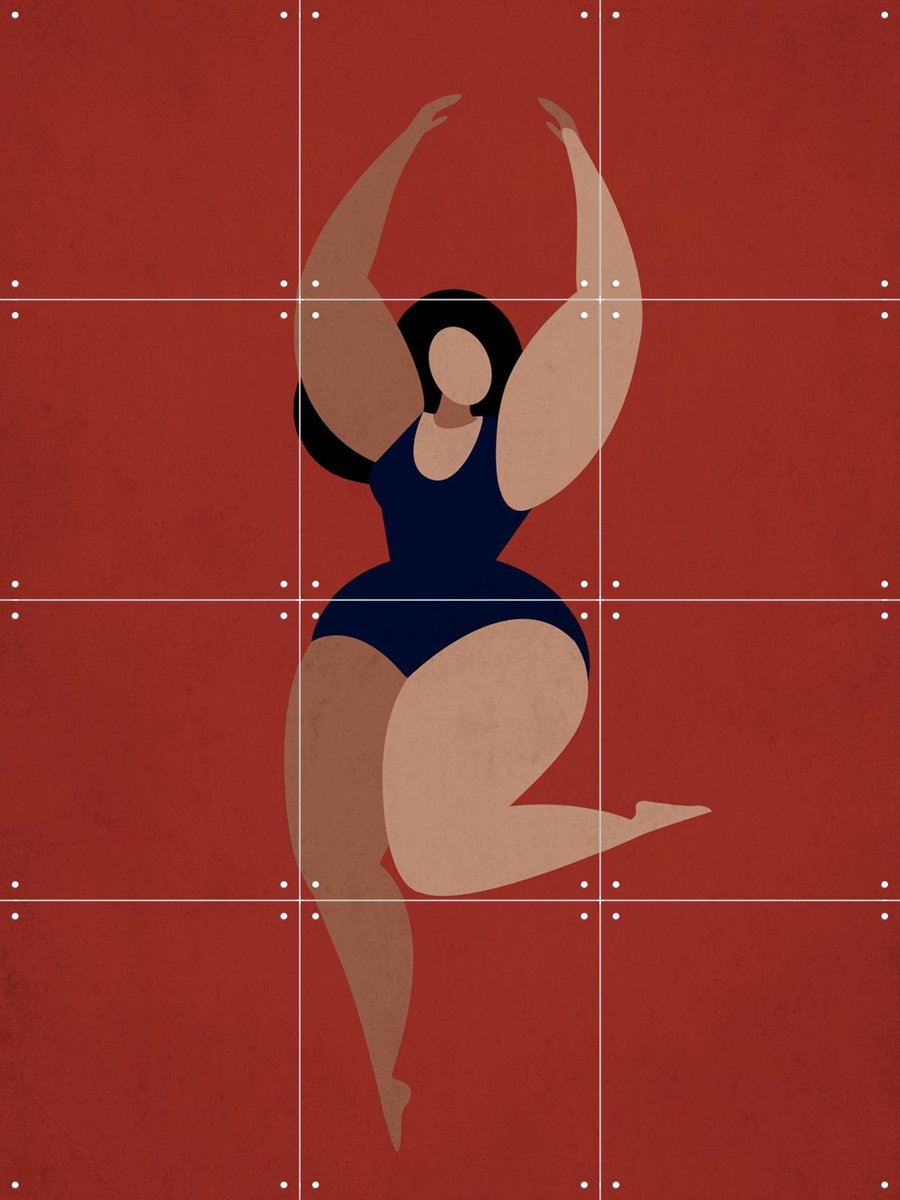 IXXI Prima Ballerina, Kubistika - 60 x 80 cm - Gratis ophangtool - Grote wanddecoratie en posters - Abstract, Speels, Fantasierijk, Modern, Kleurrijk