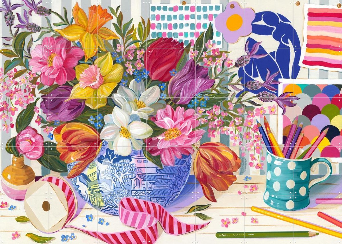 IXXI Spring in the Studio, Libby Chambers - 140 x 100 cm - Gratis ophangtool - Grote wanddecoratie en posters - Schilderijen, Speels, Gang