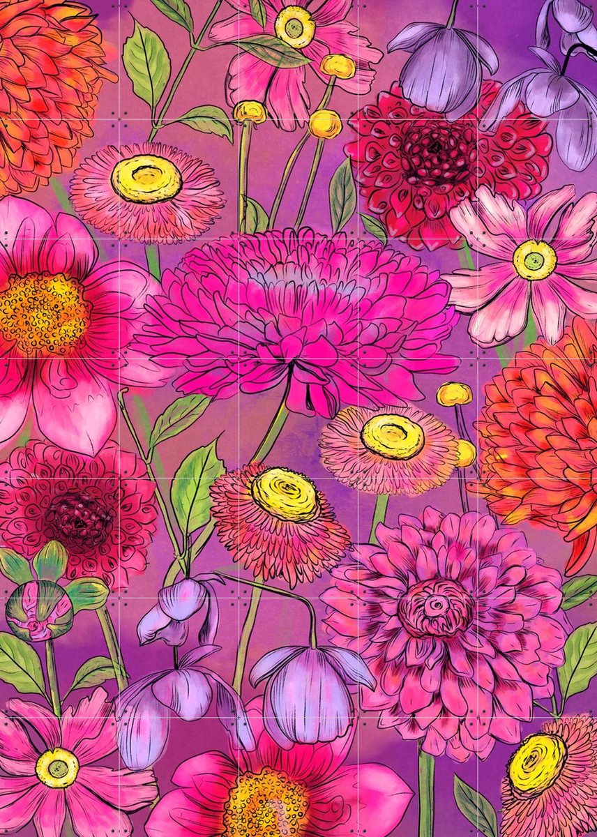 IXXI Sea of Flowers, Raissa Oltmanns - 100 x 140 cm - Gratis ophangtool - Grote wanddecoratie en posters - Illustraties, Digitale Kunst, Slaapkamer