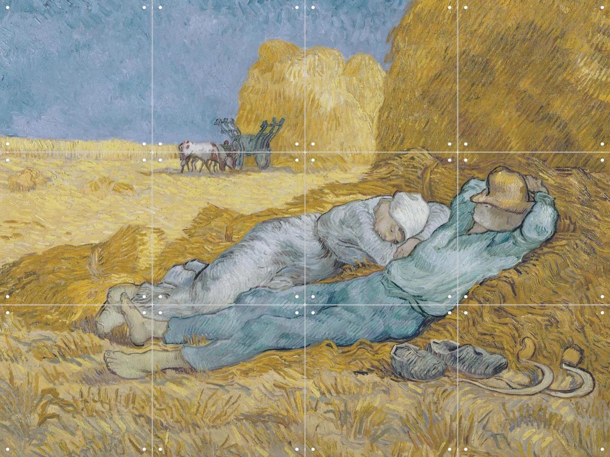 IXXI The Siesta, Vincent van Gogh (1853 - 1890) & Bridgeman Images - 80 x 60 cm - Gratis ophangtool - Grote wanddecoratie en posters - Kwaststreken