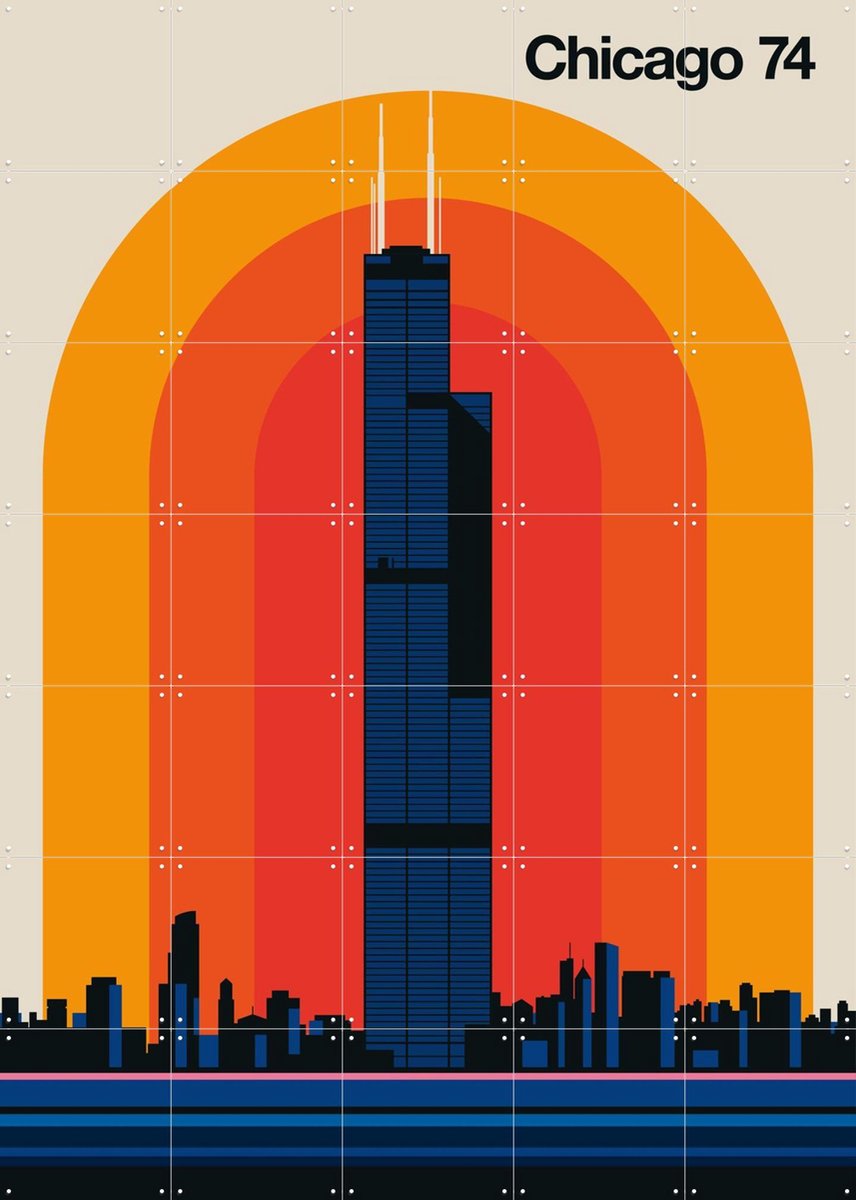 IXXI Chicago 74, Bo Lundberg - 100 x 140 cm - Gratis ophangtool - Grote wanddecoratie en posters - Modern, Geometrische Kunst, Digitale Kunst