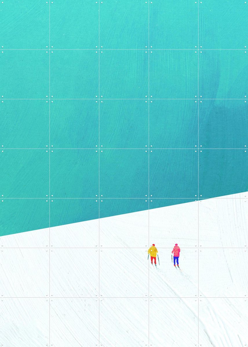 IXXI Ski Buddies, Henry Rivers - 100 x 140 cm - Gratis ophangtool - Grote wanddecoratie en posters - Minimalisme, Modern, Digitale Kunst, Abstract