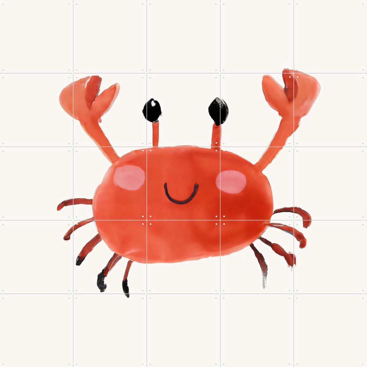 IXXI Crabs Up, Interiorisla - 100 x 100 cm - Gratis ophangtool - Grote wanddecoratie en posters - Digitale Kunst, Cartoonesk, Tekeningen, Strandhuis