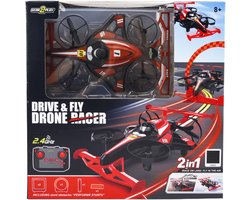 Gear2Play Drive & Fly Drone Racer rood - 2-in-1 Drone die rijdt en vliegt - Incl. Stunt accessoires en oplaadbare batterij