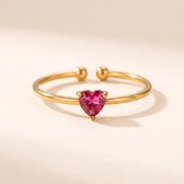 Lundholm Zoe Oktober Ring Dames Goudkleurig – Premium Stainless Steel Gold PVD Plated – Verstelbare Ring met Birthstone Natuursteen Oktober - Ringen Dames met Steen Aanschuifring met Steen – One Size – Cadeau voor Vriendin - Scandinavisch Design