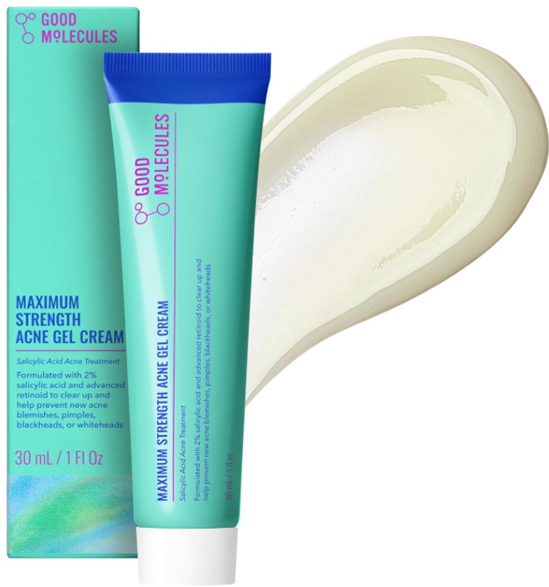 Good Molecules Acne Gel Cream with 2% Salicylic Acid 30ml – Retinoid-Inspired Treatment – Fragrance-Free