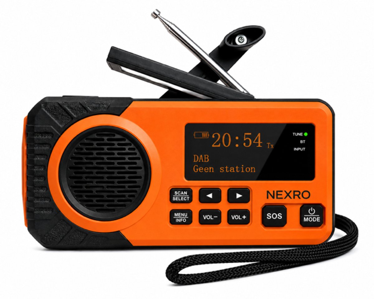 Meest Verkochte Noodradio - DAB+ - Solar Opwindbaar - Powerbank Zonneenergie - Noodpakket - Zaklamp - Opladen en op Batterijen - Bluetooth - Draagbare Radio