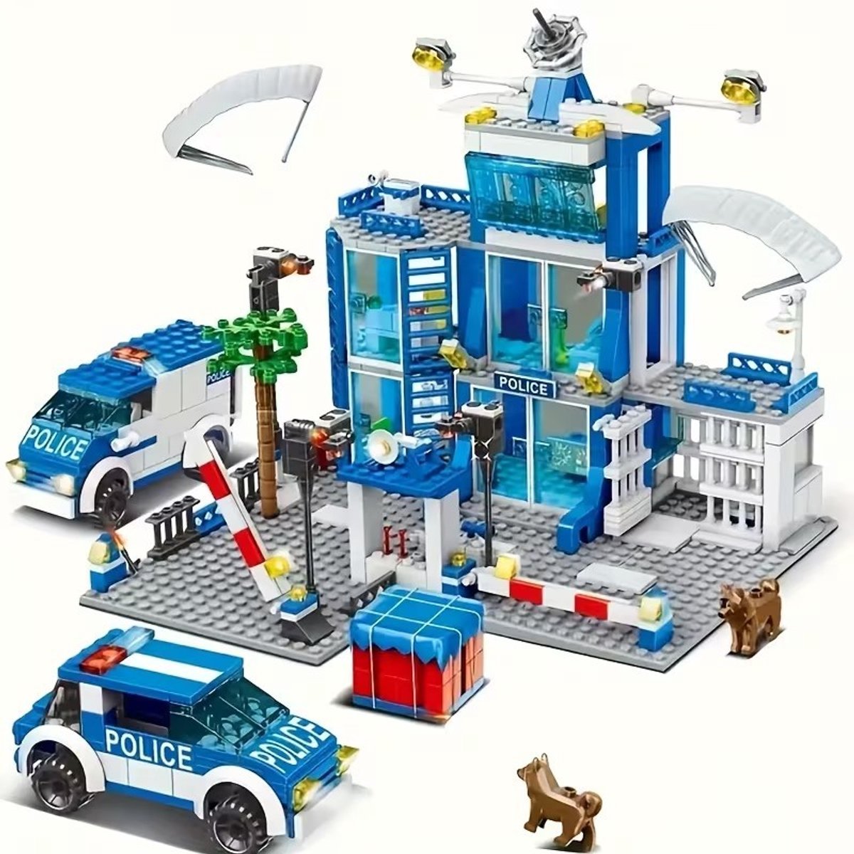 K&R Ventures® Politiebureau Bouwset - Inclusief 2 Politiewagens & Figuren - Bouwstenen - Politiestation - Cadeau voor Kinderen vanaf 6 Jaar