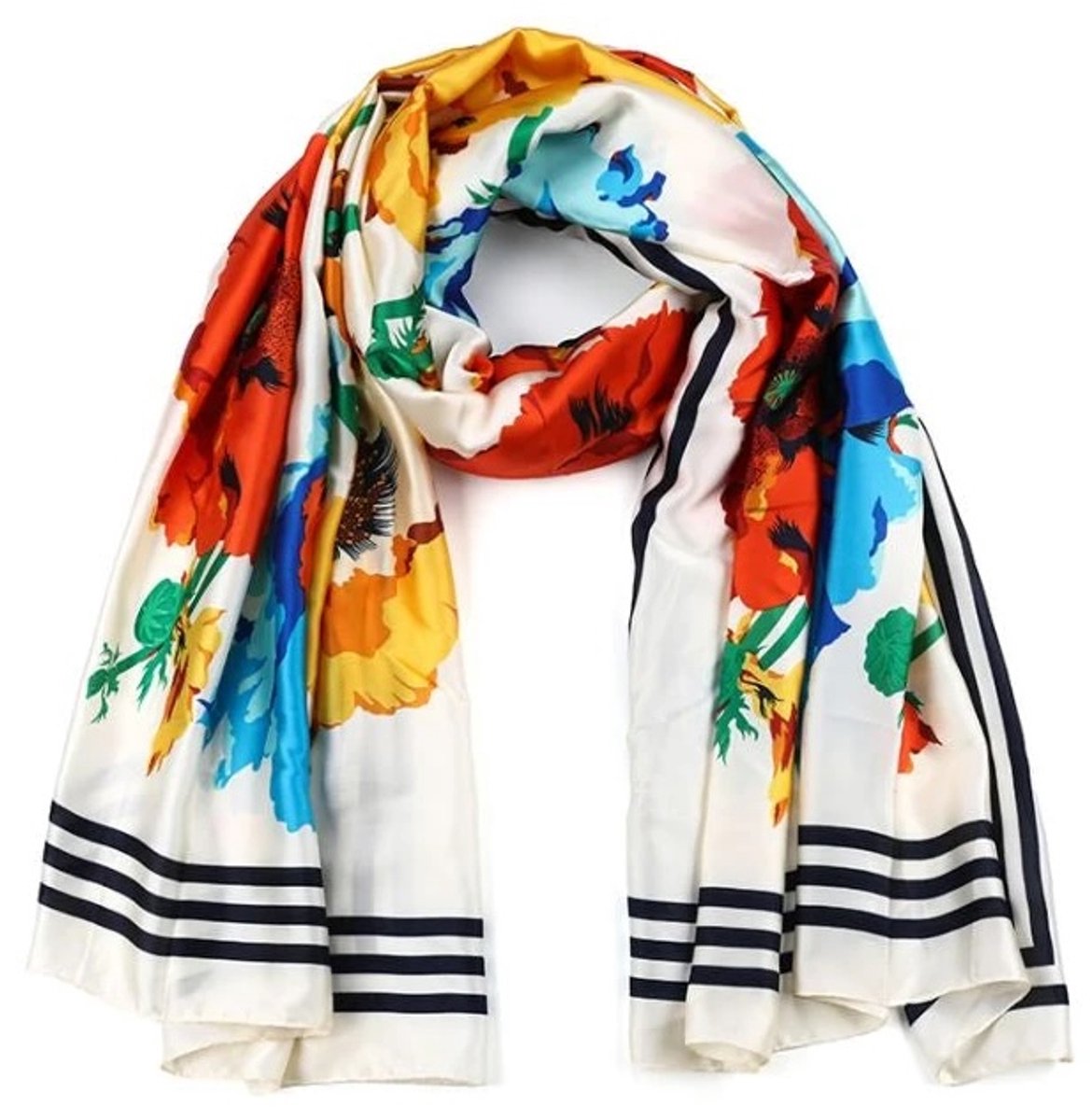 Sunset Fashion Sjaal Flower lichtgeel multi 180x90cm