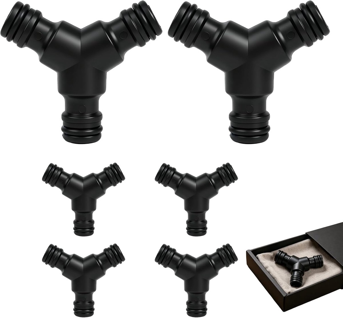 6 stuks Y-stuk tuinslang 1/2 inch, Y-verdeler voor wateraansluiting, slangverbinder van PP, robuust, hittebestendig tot 50 °C, ideaal voor tuinirrigatie, balkon of autowas