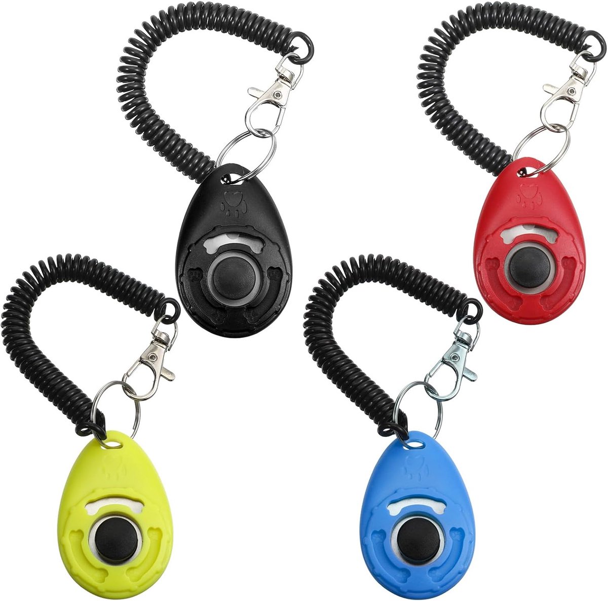 4 stuks hondenclicker, trainingsclicker met polsband, klikker, kattenklikker met grote knop, voor hond, kat of paard