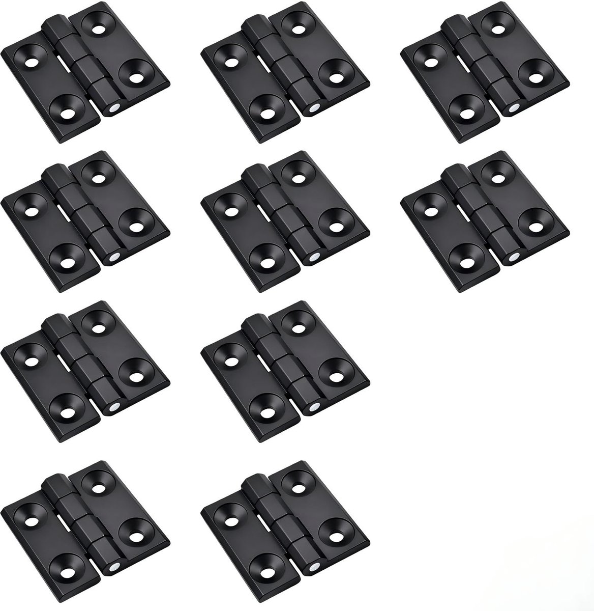 Set van 10 Zware Zwarte Scharnieren van Zinklegering, Opvouwbare Deurscharnieren met Kogellager, Meubelscharnieren voor Houten Deuren, Kasten en DIY Projecten Binnen en Buiten