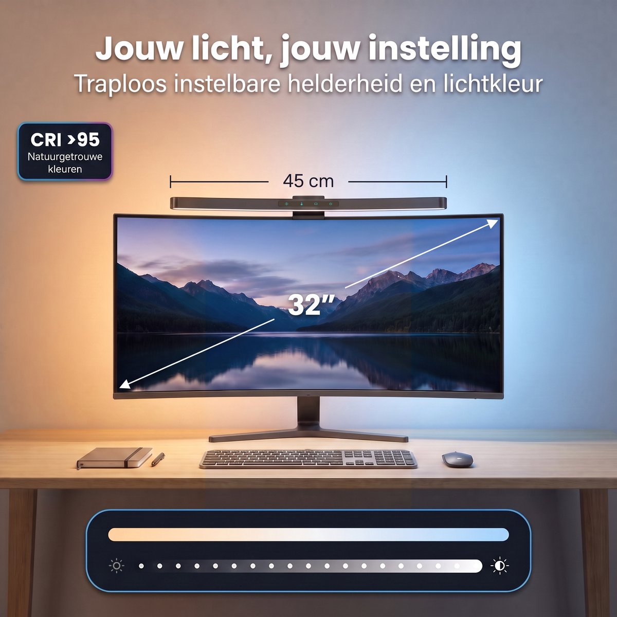 Sencision Curved Monitor lamp met Auto-Dimming - 3000K-6500K thumbnail 4