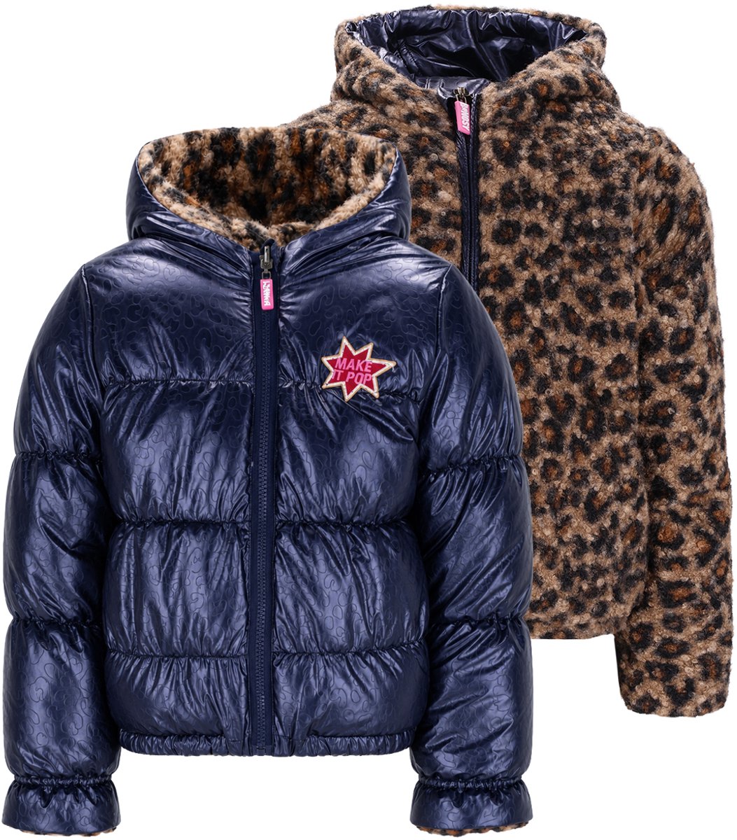 B.Nosy Y608-5214 Jas meisjes blauw panter- Maat 134-140