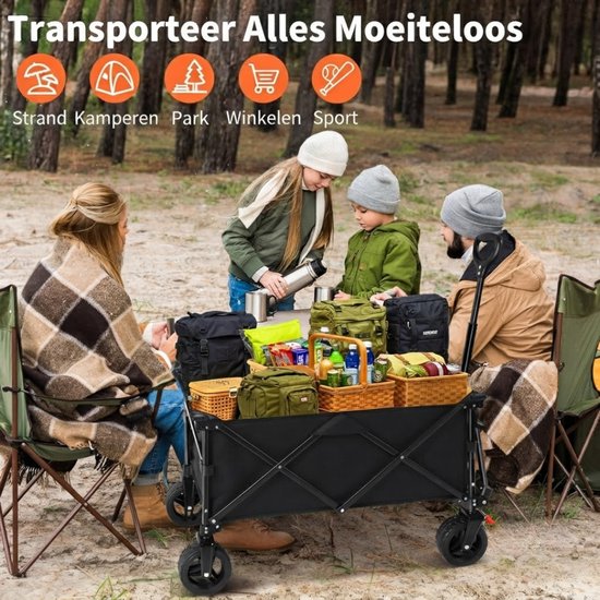 VALI® Bolderkar - 130L Capaciteit - Zijvakken en Bekerhouders - Zwart - 76cm x 42cm x 32cm van Vali — afbeelding 2