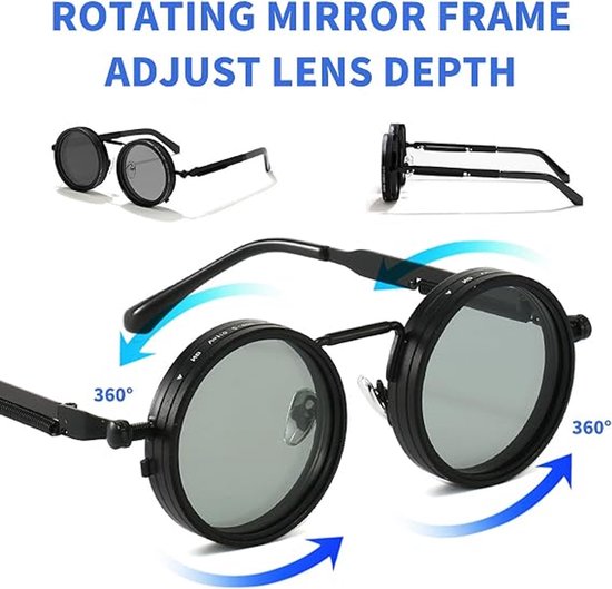 Gepolariseerde zonnebril, ronde bril, verstelbare getinte ronde gepolariseerde glazen, 1-9 instelbare ND-filter, uv-bescherming, verblindingsbescherming, voor outdoorsport, vissen, autorijden — afbeelding 4