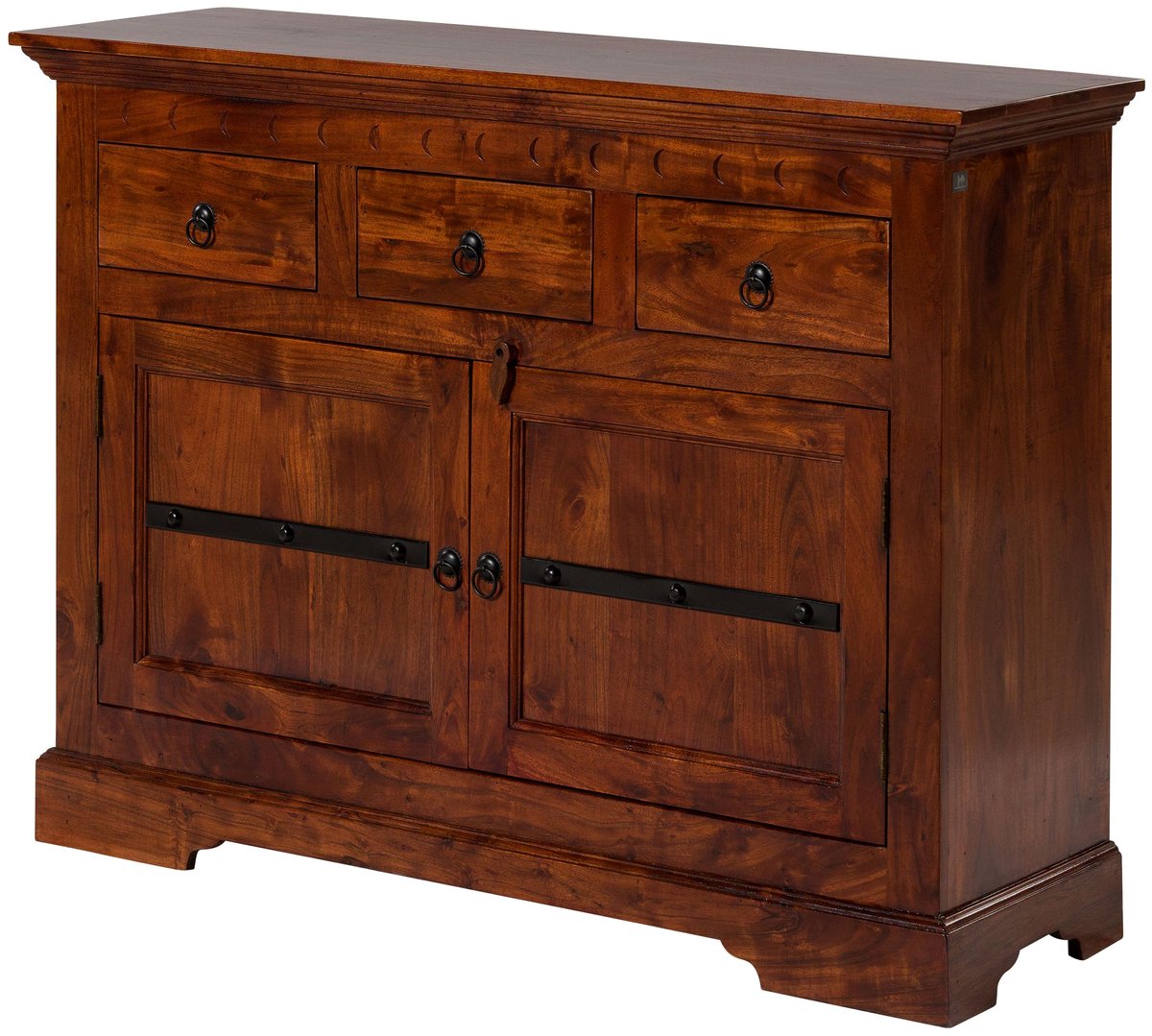 MASSIVMOEBEL24 .DE acacia commode / ladekast donkerbruin massief hout 120x40x90 cm (BxTxH) gelakt volledig massief gemonteerd OXFORD #531