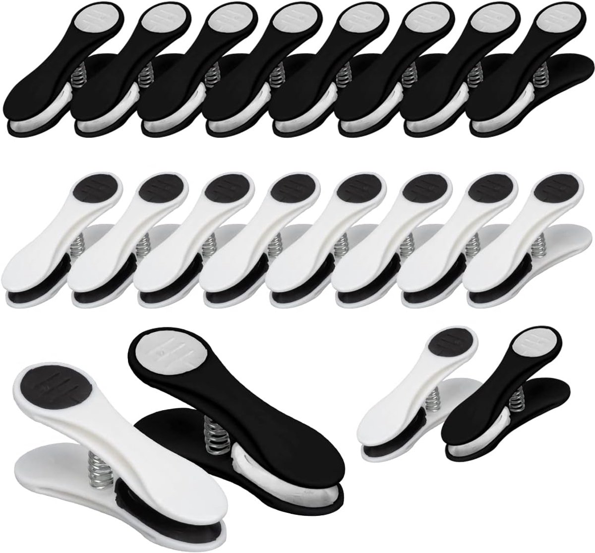 ARVO Wasknijpers voor waslijn Pack van 20, Soft Grip doek peg, clips, Clothe Pin, Zwart, Wit Combi wasknijpers, clip - ShopVlot