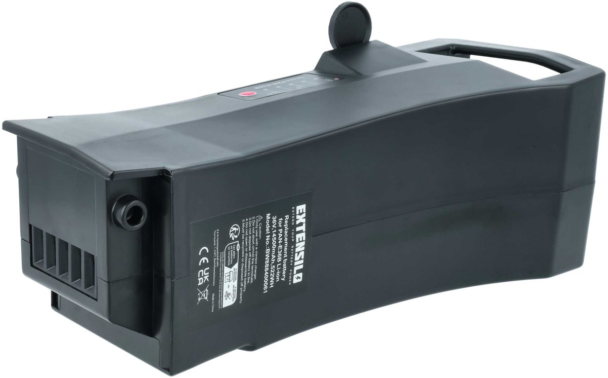 EXTENSILO-accu compatibel met de Kalkhoff Impulse i8R 8-G Nexus, Premium i8R 8-G Nexus en XXL i8R 8-G Nexus e-bike (14,5 Ah, 36 V, Li-ion) – zwart