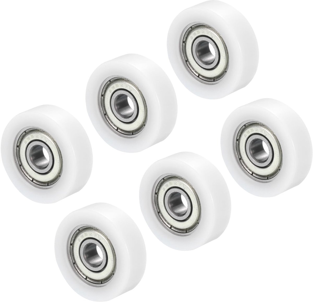 Katrolschijf van nylon, 5 x 21 x 7 mm, 6 stuks, 608ZZ-lagers voor deuren, ramen, laden en mechanische apparaten, wit