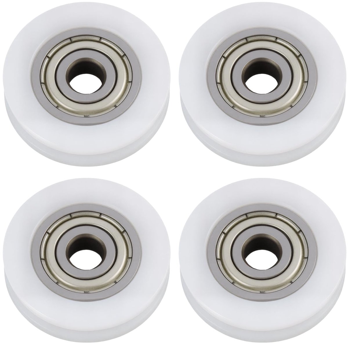 4 stuks ronde nylon schijven U-groefwielen met glijlagers - afmetingen 5 x 24 x 6 mm - bestand tegen hoge temperaturen - ideaal voor badkamerschuifdeuren en ramen