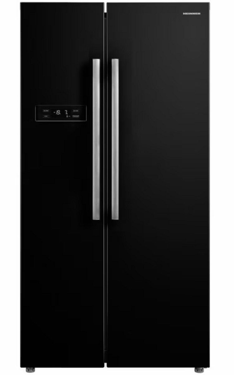 Heinner HSBS-M548NFINVBKE++ American Side-by-Side Koelkast – 548 L – Total No Frost – Inverter Compressor – Touchbediening – Super Cooling – Super Freeze – Holiday-functie – Open-deur Alarm – Zwart – 5 Jaar Garantie