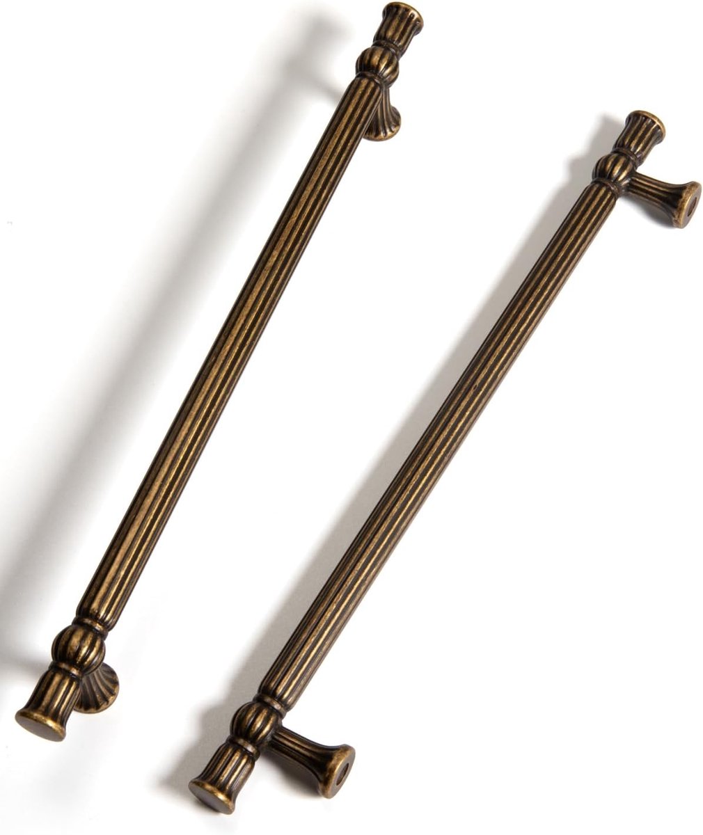 messing kast trekt - 7,56 inch (192 mm) gat midden klassieke vintage lade handgrepen zinklegering, keuken kast badkamer dressoir kast hardware (2, antiek messing, 7,56 inch (192 mm) gatcentra)