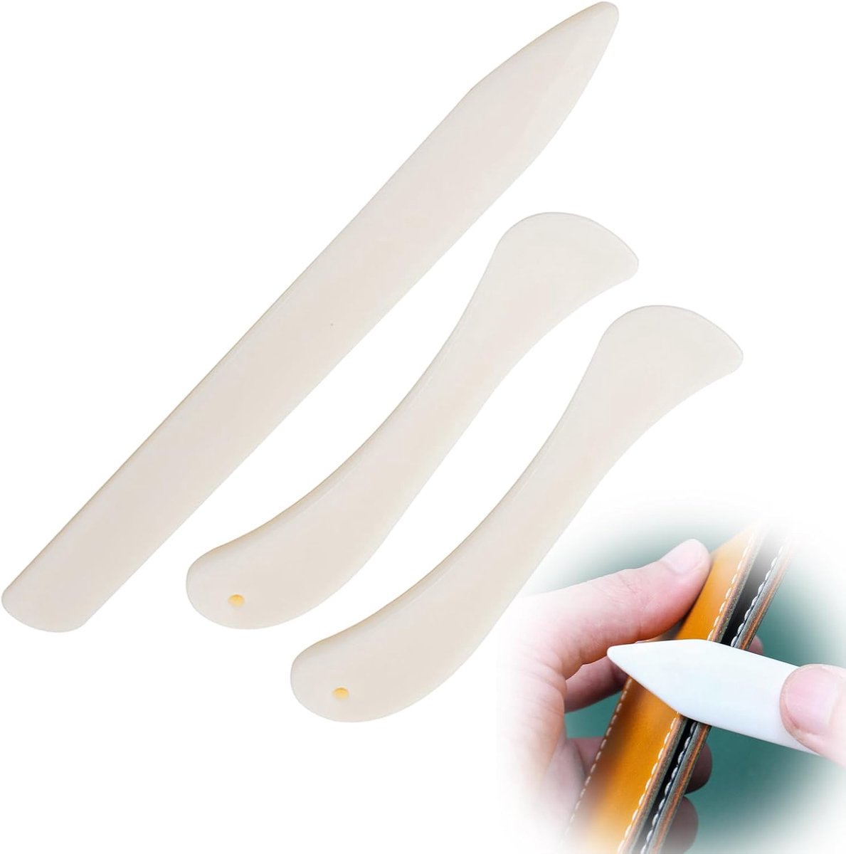 3-delig vouwbeen van botten, bonenfolder creaser scoring vouwpapier lederhandwerk, kunststof papiervouwmes voor papierhandwerk, voor lederverwerking enz