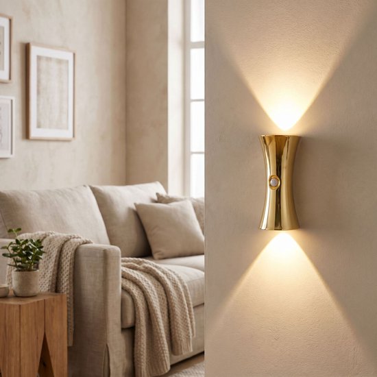Wandlamp met bewegingssensor - draadloos magnetisch nachtlampje - zandlopervormig nachtlampje - dimbare decoratieve lamp voor naast het bed of in de hal (2 stuks) — afbeelding 3