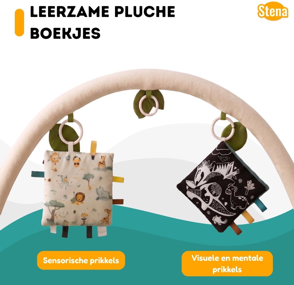 Stena Babygym - Speelkleed Baby met Boog - Jungle+ - 8 Speeltjes - Speelmat - Trendy Design - 0 tot 18 Maanden — afbeelding 8
