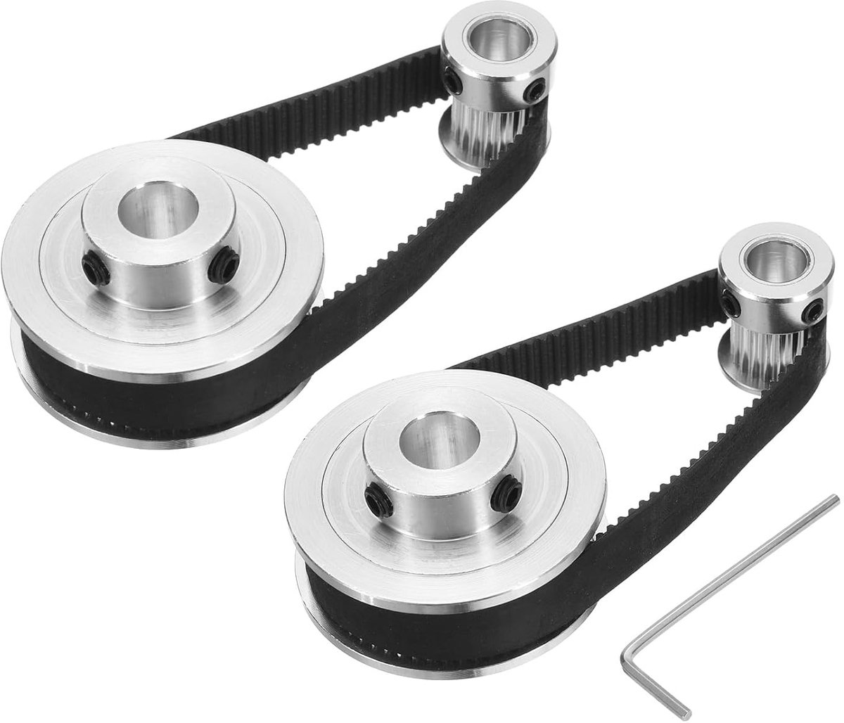 2 sets GT-2 synchrone wiel 20 & 60 tanden 8&10 mm gat, tandriemschijf van aluminiumlegering met 2 stuks lengte 200 mm breedte 10 mm riem voor 3D-printer CNC-machine (20-60T-8&10B-10)