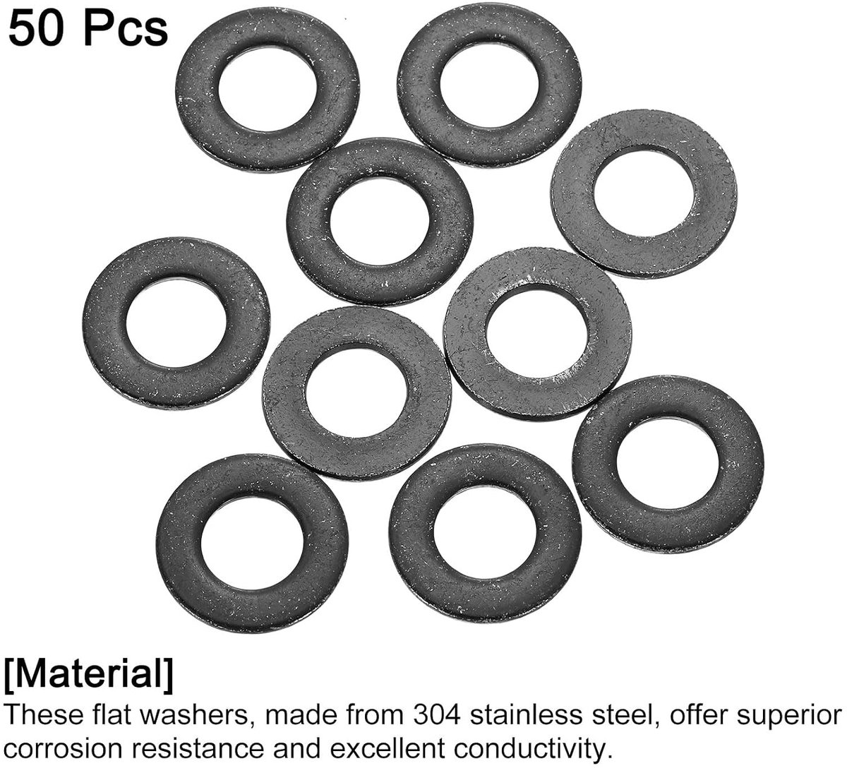 Platte schijven 304 roestvrij staal 0,344 inch ID x 0,688 inch OD x 0,065 inch dikte voor schroeven fabrieken reparatie keukenwerkplaatsen en buitenbouw zwart