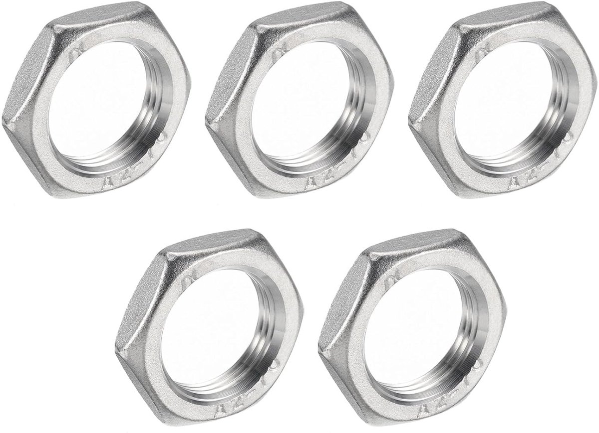 5 stuks buisschroefverbinding zeskant borgmoer 304 roestvrij staal zeskantmoer 3/4 inch binnendraad (DN20) voor vaste hydraulische waterbezem en onderchassisreiniger