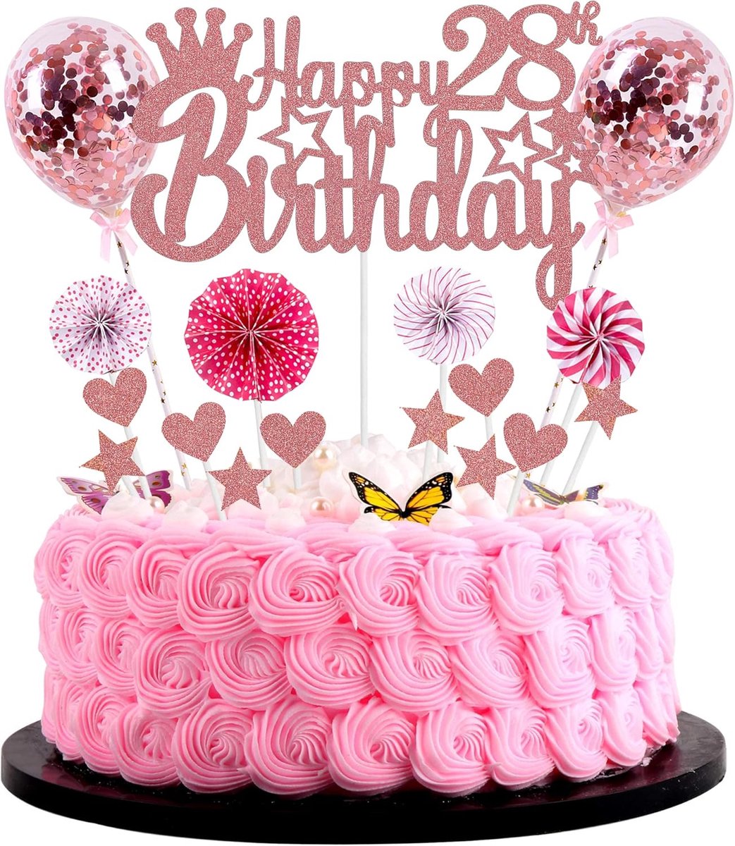 28th Birthday taartdecoratie voor vrouw 28e verjaardag Hello 28 taarttopper roségoud taartdecoratie 28e verjaardag man taartdecoratie 28 jaar vrouw glitter taarttopper voor 28e verjaardag
