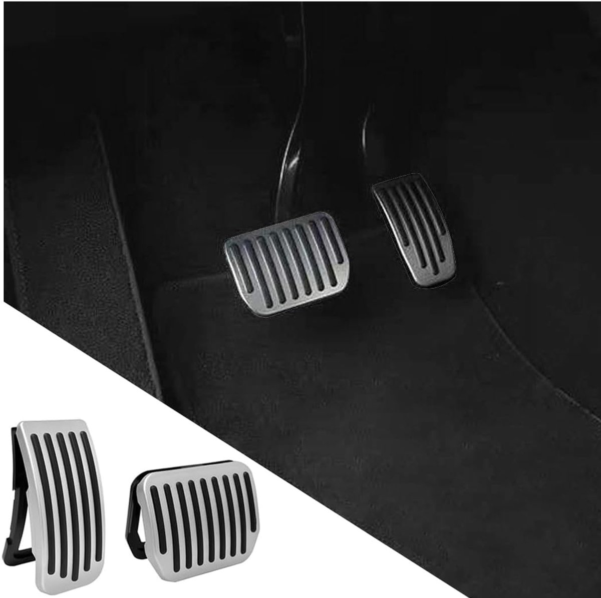Pedalen, antislip aluminium gaspedaal en compatibele remblokken, antislip gaspedaal van aluminium (zilver)