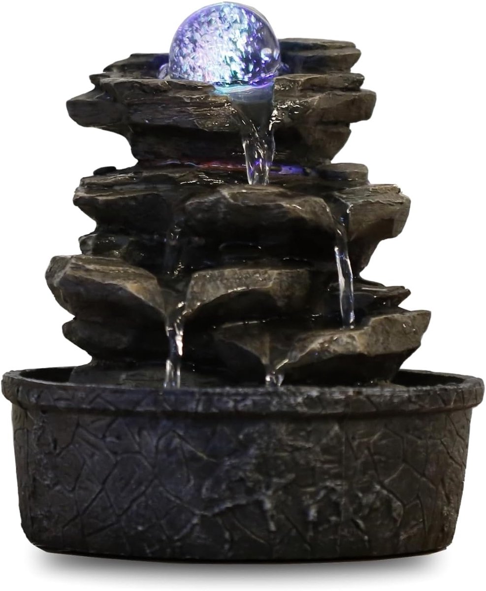Fountain Little Rock - polyresin - donkerbruin - sfeervolle decoratie - ShopVlot