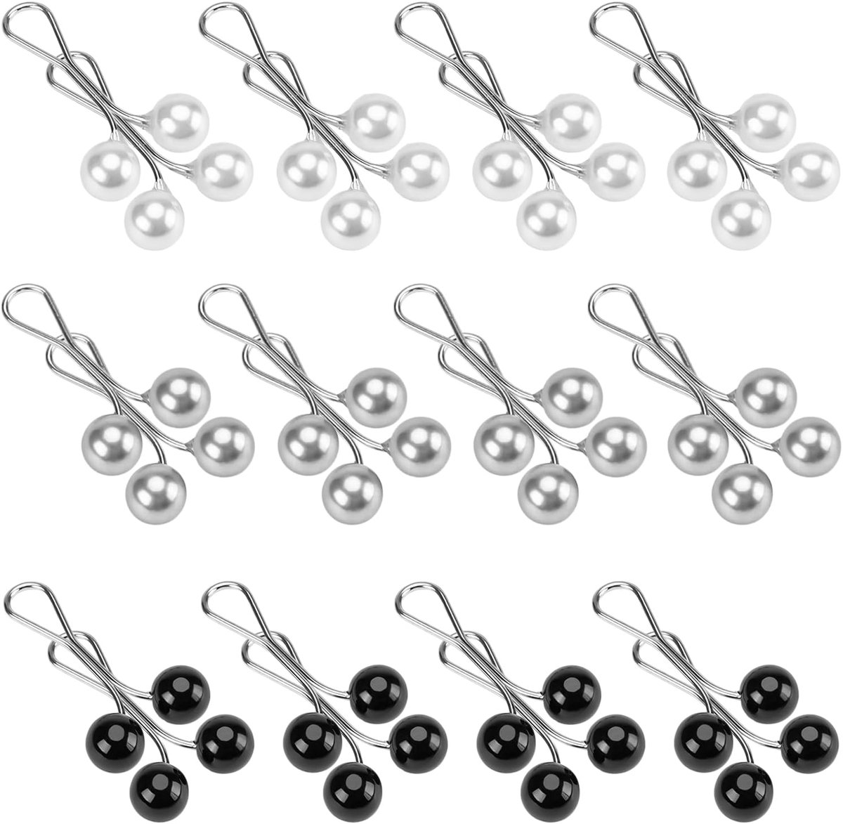 24 stuks dames hijab pinnen clips, sjaal parelpinnen, hijab naalden clip broche pin, 3 kleuren hoofddoek sjaals decoratie clip parel-veiligheidsspelden voor moslim, U-vormige clip