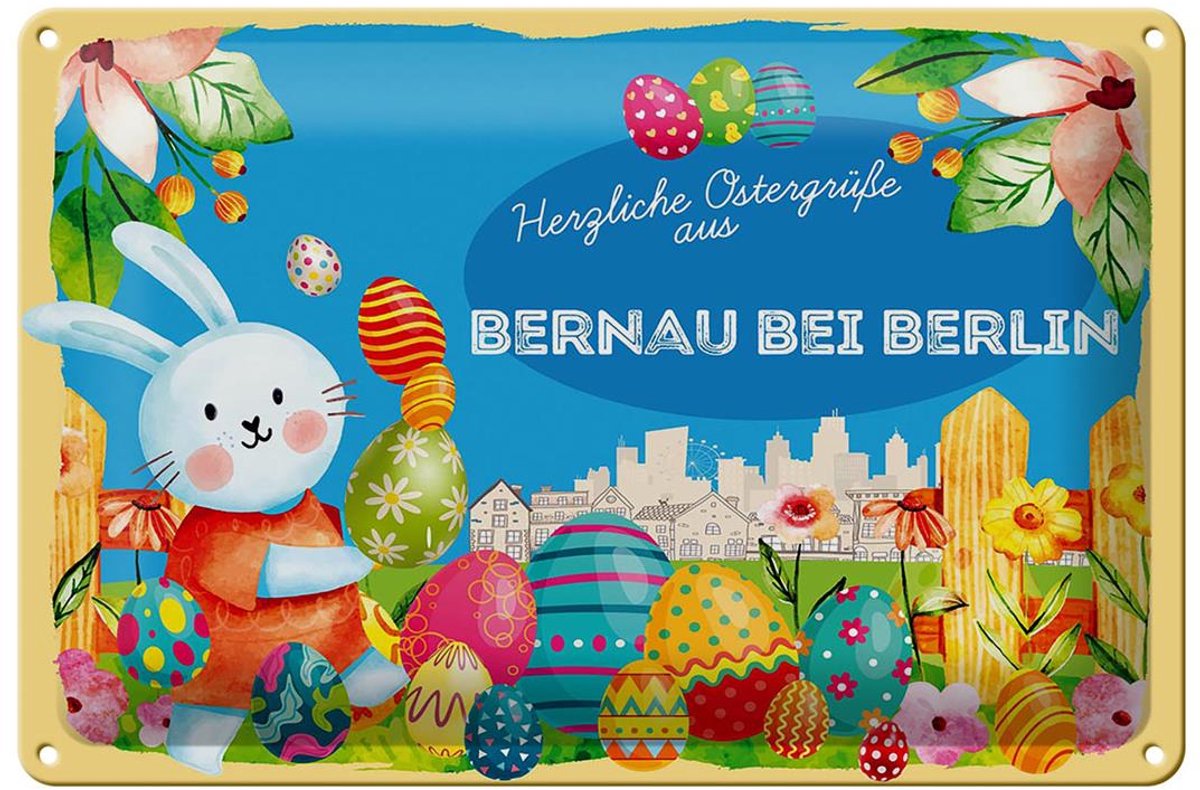 Blechschild Ostern Ostergrüße 30x20cm BERNAU bei BERLIN