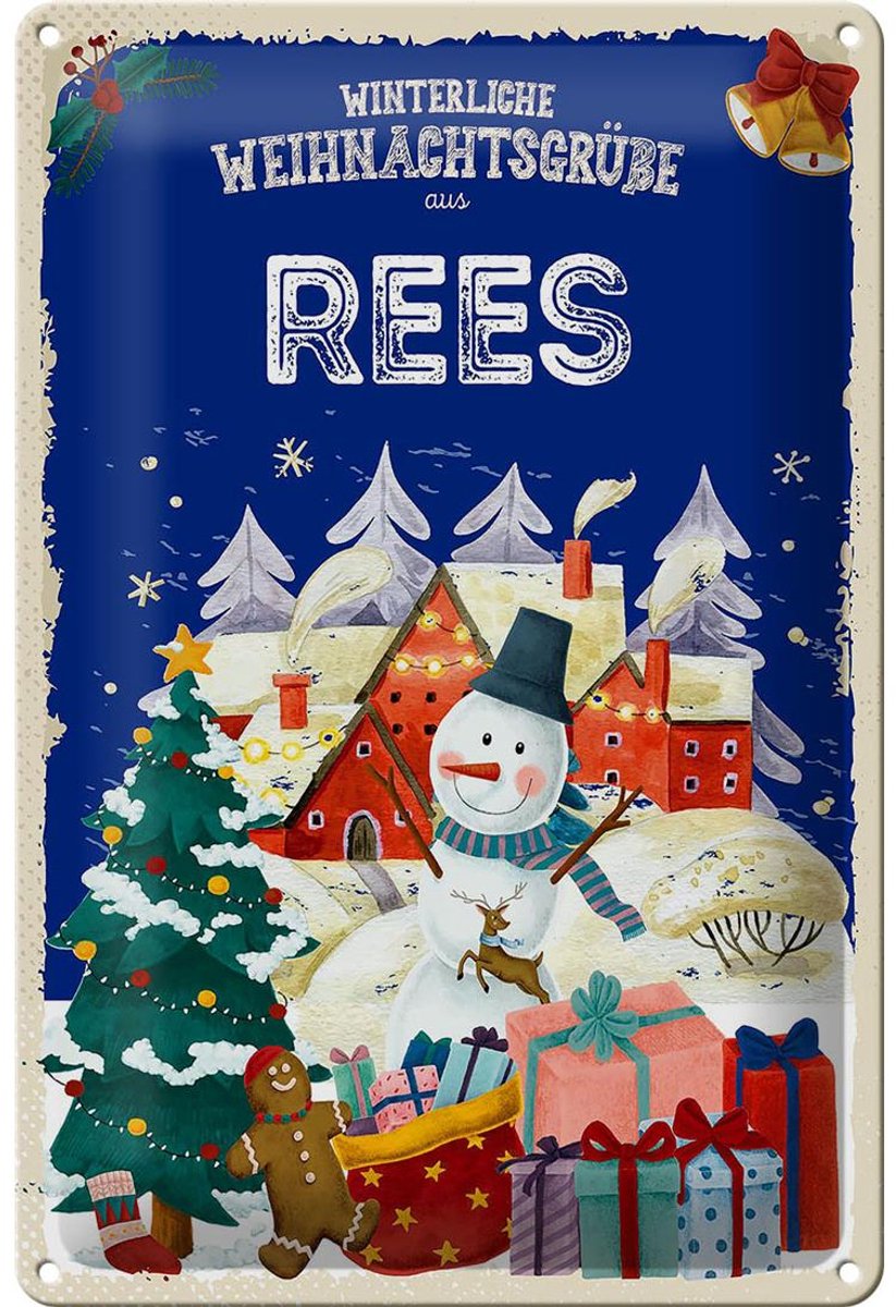 Blechschild Weihnachtsgrüße aus REES 20x30cm