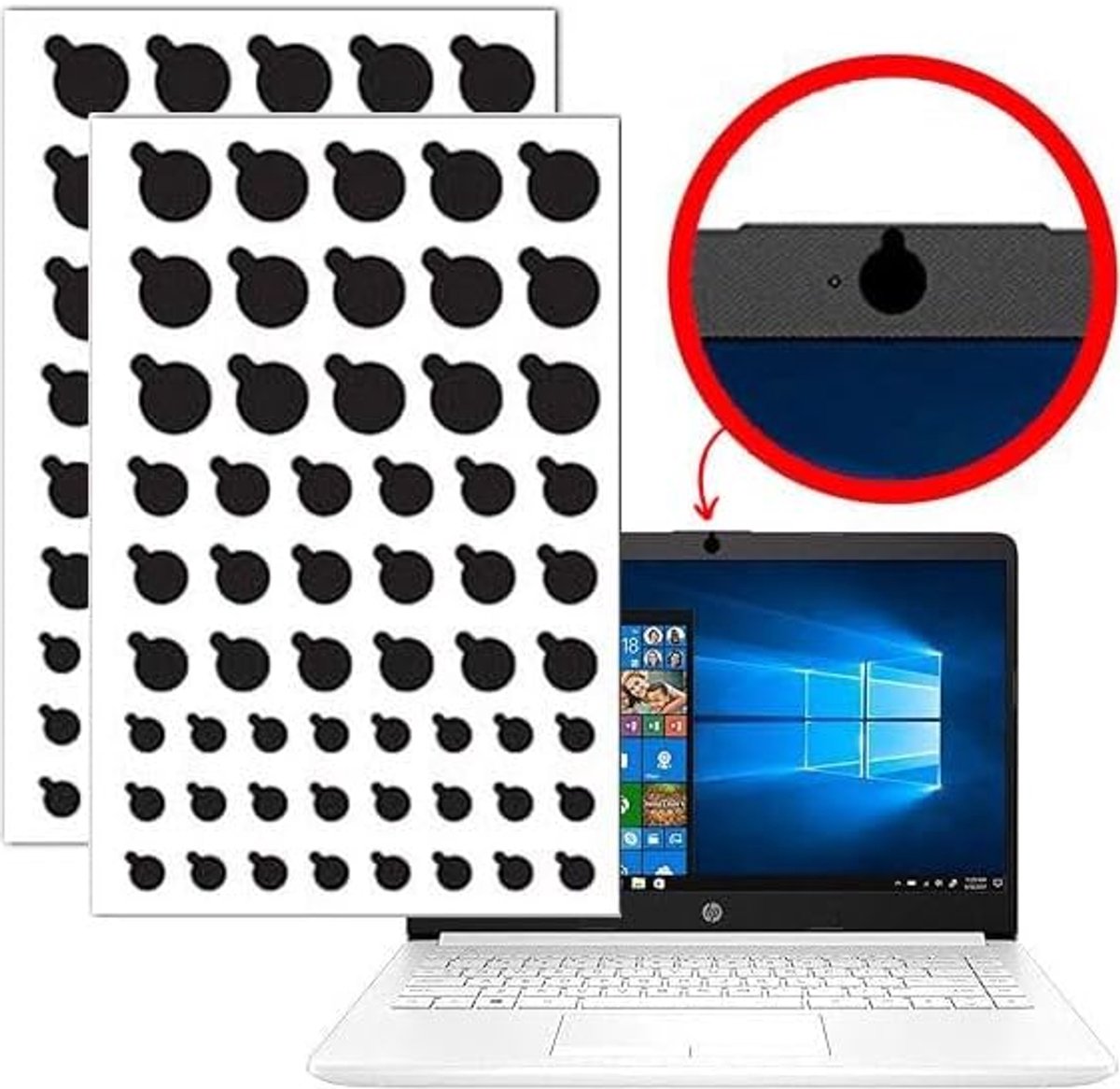 SnelShoppen - 2 Packs Webcam Stickers (114 Stuks) - Camera Cover voor Mobiele Telefoon en Computer - Anti-Hacker, Waterproof, Ultra-Dun en Makkelijk T