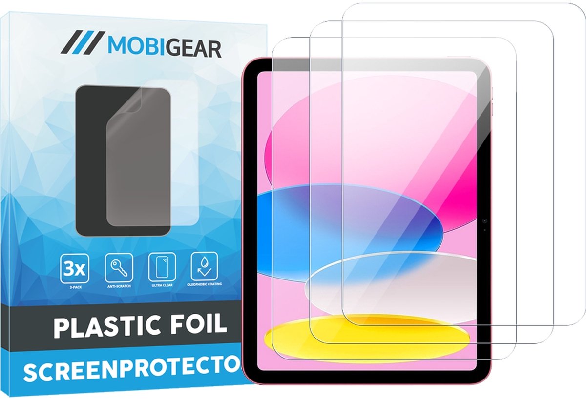 Mobigear Screenprotector geschikt voor Apple iPad 10 (2022) | Mobigear Screenprotector Folie - Case Friendly (3-Pack)