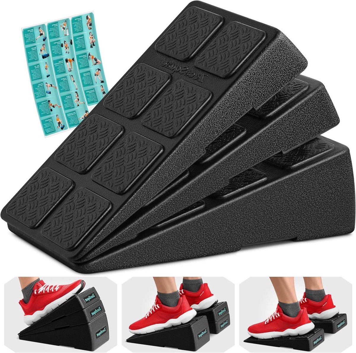 Squat Wig Set - Calf Stretcher Block - Kracht Training - Verstelbare Hoeken - Set van 3 - Niet gespecificeerd