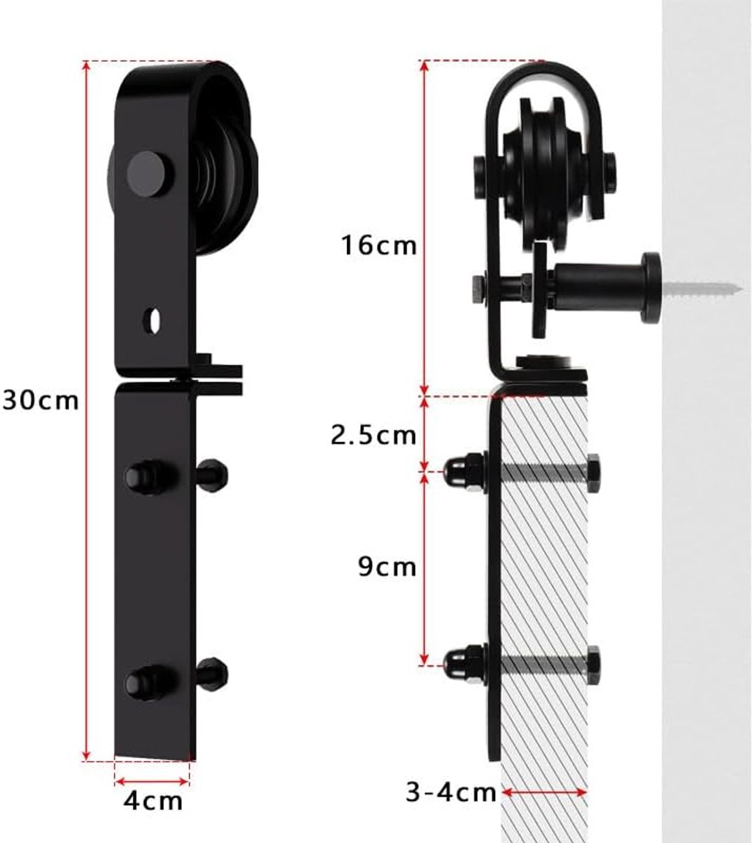 120 cm schuifdeur, complete set, beslag, zwart schuifdeurbeslag voor 2 deuren, ruimtebesparende schuurdeur, spoorset, vouwdeur, schuifdeur, rail, zonder deur