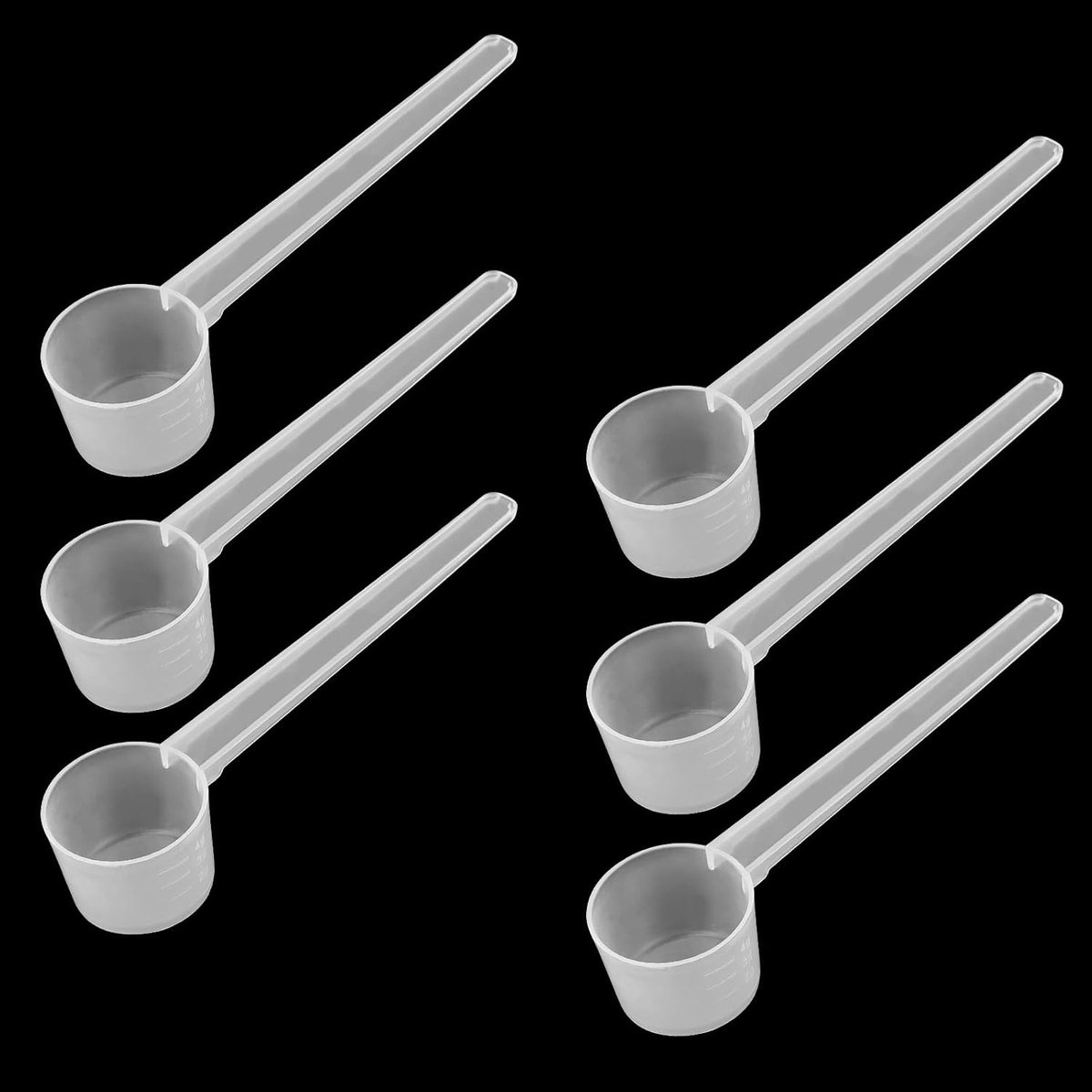 6 stuks maatlepels, kunststof doseerlepels met schaalmaker, transparante schaallepel voor bakken, koken, koffie, waspoeder, eiwitpoeder (5 g, 10 ml)