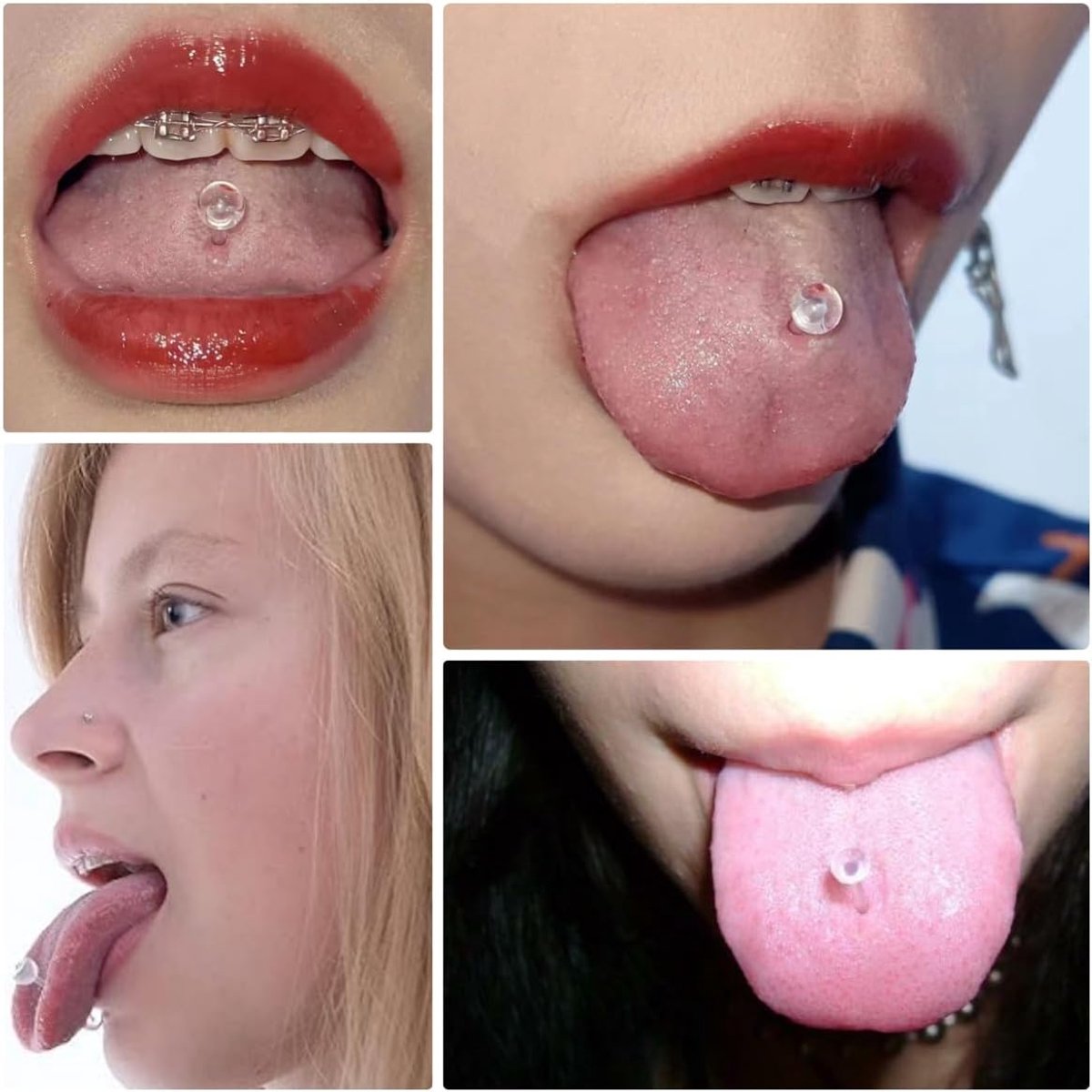 kunststof, , flexibel, 10-19 mm, acryl, tongpiercing, tepelhouders, 14 g